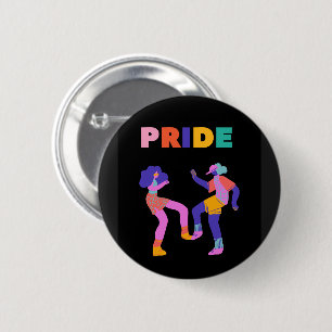 Bold PRIDE Dancing Figures Colourful Tshirt 2 Inch Round Button