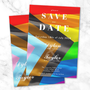 Bold Pride Flag Typography Wedding Save the Date