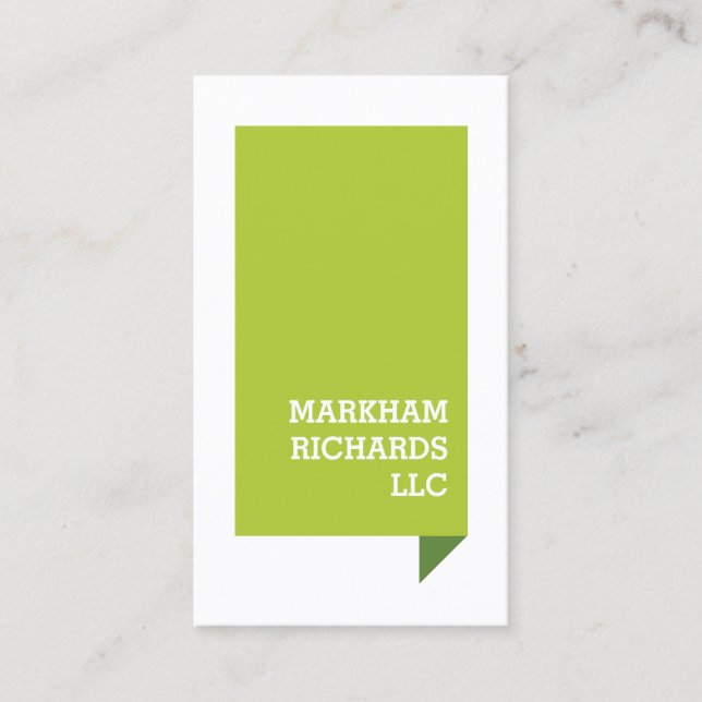 Bold Professional Lime Green 3D Box Business Card (Front)
