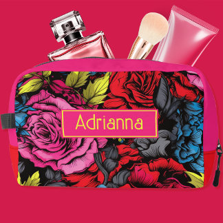 Bold Punk Blooms Floral Dopp Kit