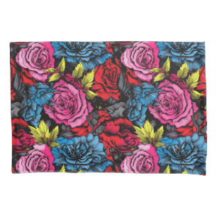 Bold Punk Blooms Floral  Pillowcase