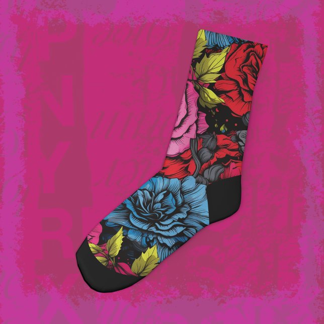 Bold Punk Blooms Floral Socks (Creator Uploaded)