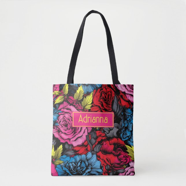 Bold Punk Blooms Floral  Tote Bag (Front)