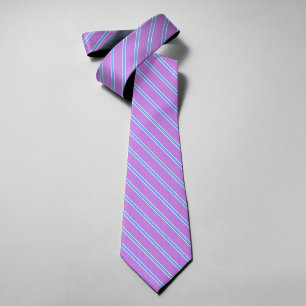 Bold Purple And Light Bule Stripes Luxury Wedding Tie