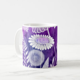 Bold Purple and Violet Wild Flower Art Coffee Mug