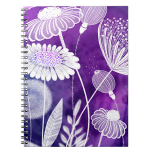 Bold Purple and Violet Wild Flower Art Notebook