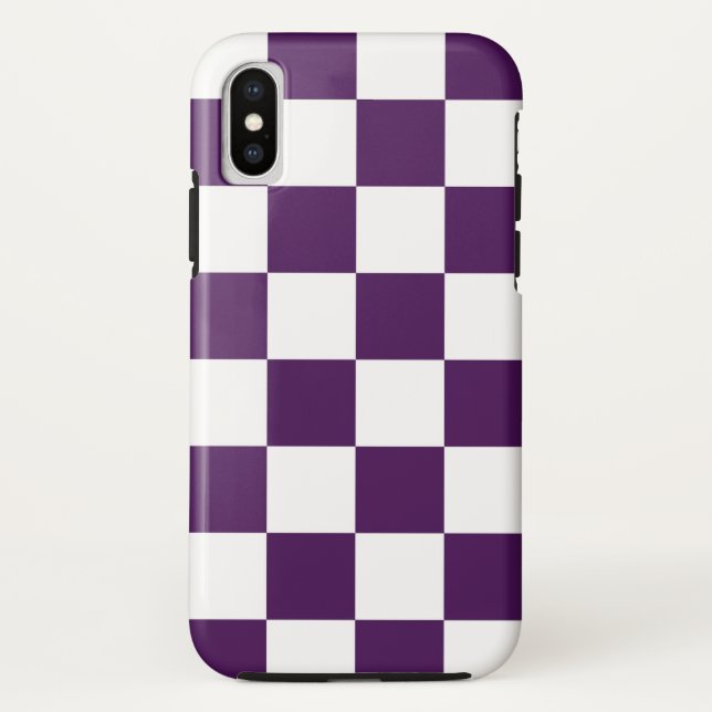 Bold Purple and White Chequered Pattern Case-Mate iPhone Case (Back)