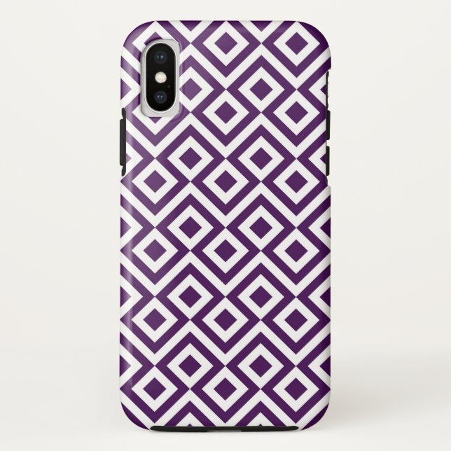 Bold Purple and White Geometric Meander Case-Mate iPhone Case (Back)