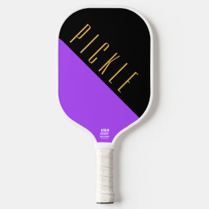 Bold Purple Black Diagonals Fun Cool Motto Text Pickleball Paddle
