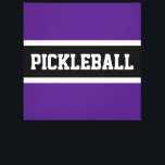 Bold Purple Black Sports Letters PICKLEBALL Text Canvas Print<br><div class="desc">This fun design features big sports letters inside a wide black stripe highlighted with white stripes on a bright royal purple background.  The colours and PICKLEBALL text in this template design can be personalized.</div>