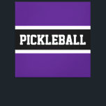 Bold Purple Black Sports Letters PICKLEBALL Text Canvas Print<br><div class="desc">This fun design features big sports letters inside a wide black stripe highlighted with white stripes on a bright royal purple background.  The colours and PICKLEBALL text in this template design can be personalized.</div>