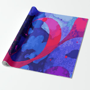 Bold Purple, Blue, and Red Abstract Watercolor Des Wrapping Paper