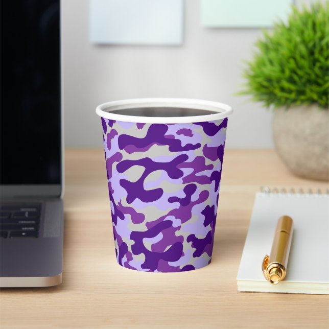 Bold Purple Camouflage Pattern  Paper Cups (Insitu)