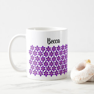Bold Purple Clematis Flower Pattern Personalized Coffee Mug