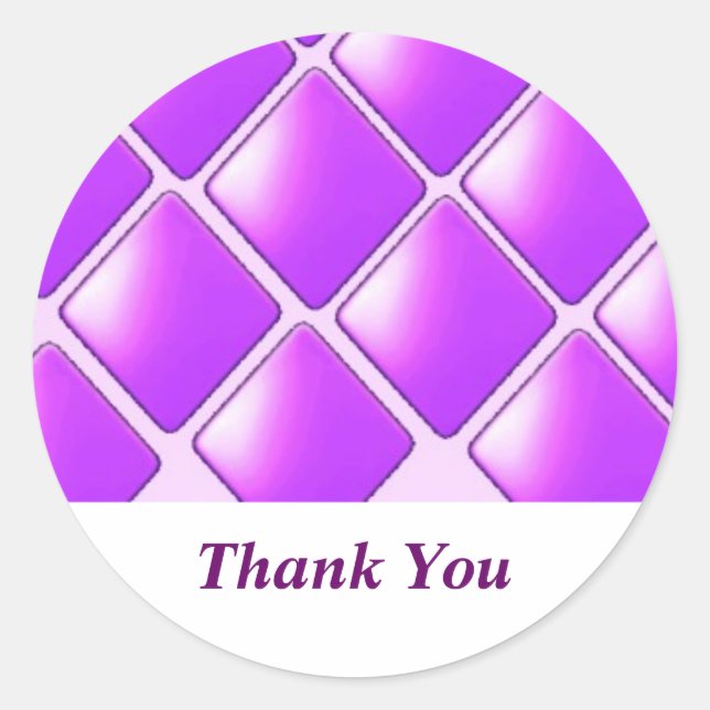 Bold Purple Diamond Pattern Classic Round Sticker (Front)