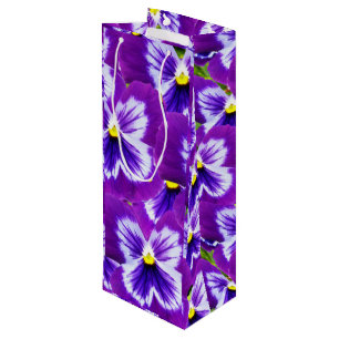 Bold Purple Fairy Pansies, Wine Gift Bag