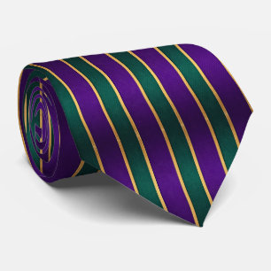 Bold Purple Green & Gold Striped  Tie