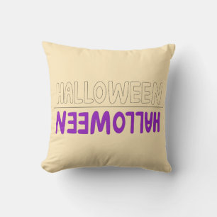 Bold Purple Halloween Wordmark with Retro Fun Throw Pillow