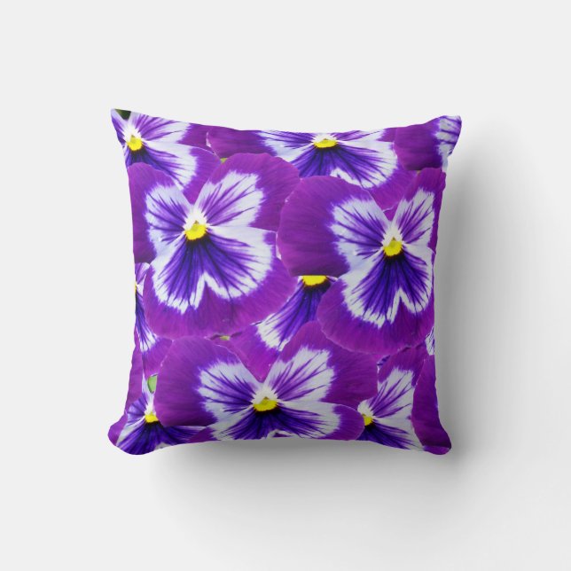 Bold Purple Pansies, Throw Pillow (Front)
