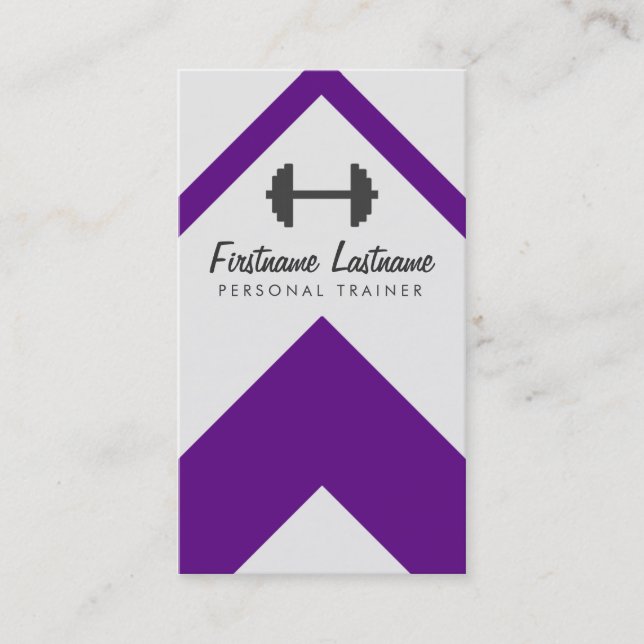 Bold Purple Personal Trainer & Fitness Business Card (Front)