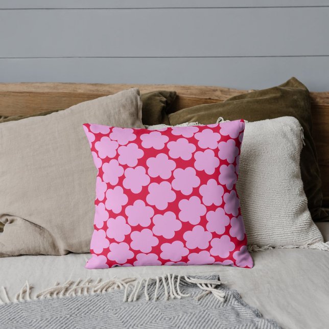 Bold Purple & Red Flower Vibrant Tropical Spring Throw Pillow (Creator Uploaded)