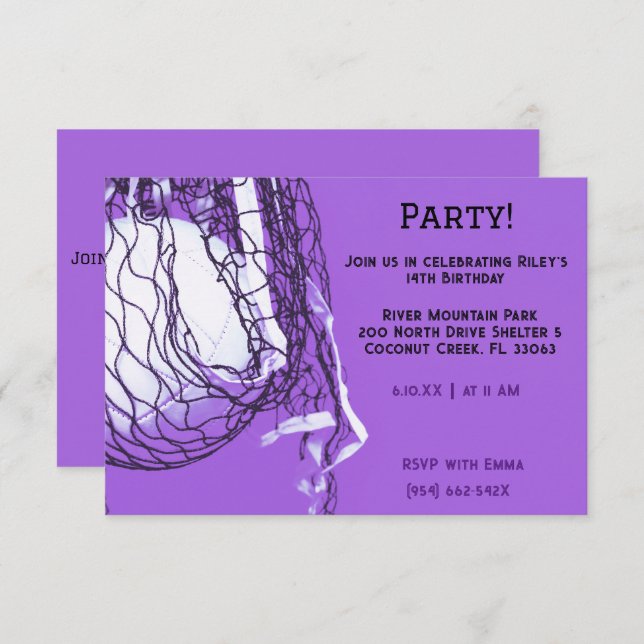 Bold Purple Volleyball Birthday  Invitation (Front/Back)