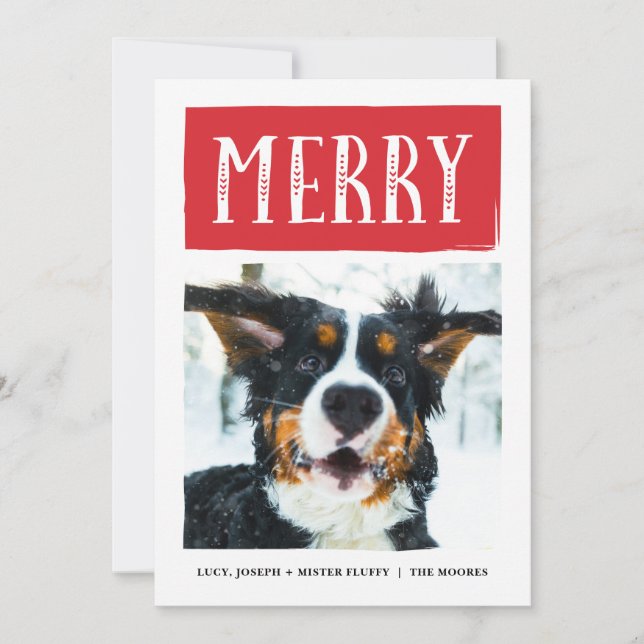 Bold Quilted Merry Christmas Holiday Card (Front)