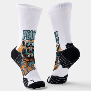 Bold Raccoon and Mountains Graphic Socks