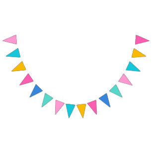Bold Rainbow Colours Girl Birthday Party Bunting Flags