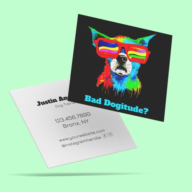 Bold Rainbow Dog Custom Dog Trainer Square Business Card (Creator Uploaded)