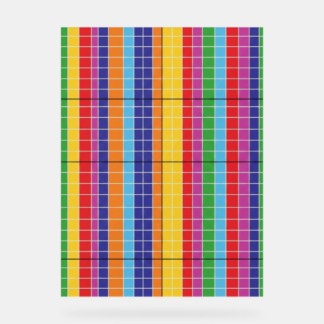 Bold Rainbow Grid Pattern Modern Art Poster (Front)
