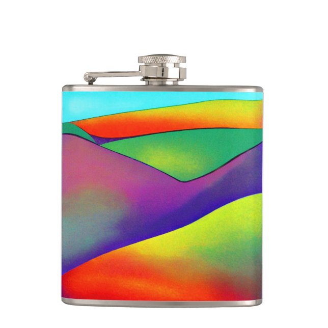 Bold Rainbow Hills Hip Flask (Front)