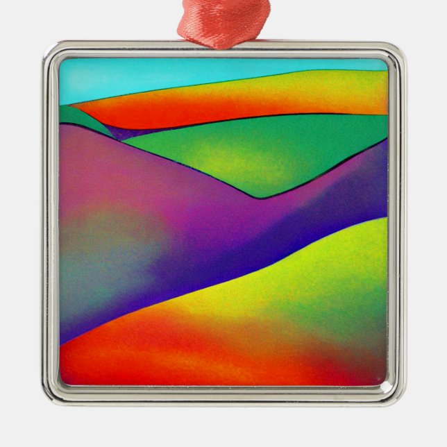 Bold Rainbow Hills Metal Ornament (Front)