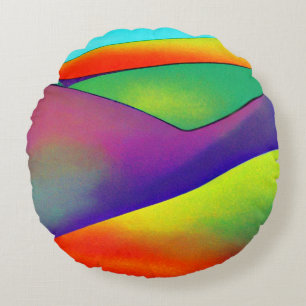 Bold Rainbow Hills Round Pillow