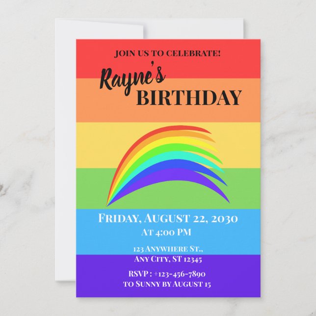 Bold Rainbow Stripe Invitation (Front)