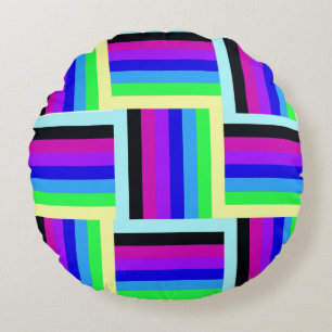 Bold Rainbow Stripes 16 x 16 Round Pillow