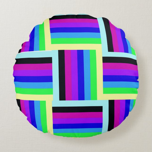 Bold Rainbow Stripes 16 x 16 Round Pillow (Front)