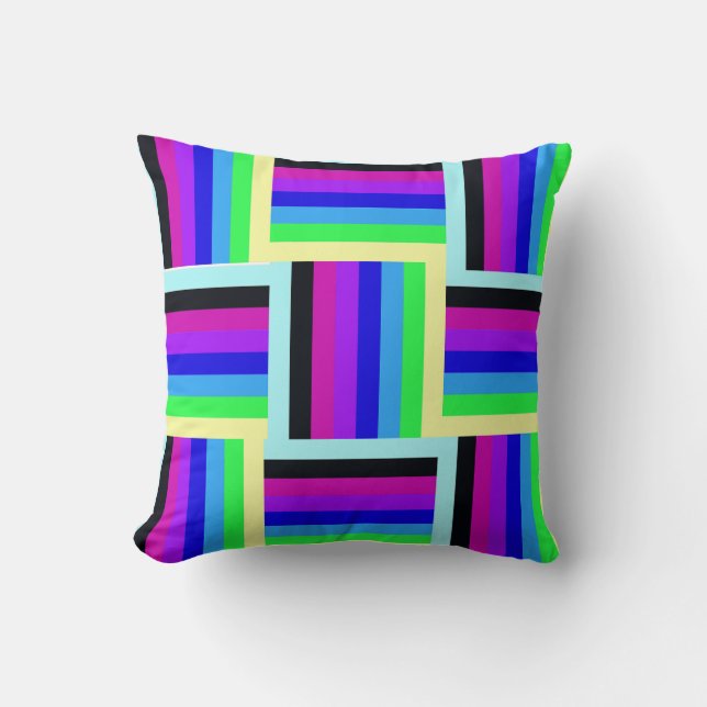 Bold Rainbow Stripes 16 x 16 Round Throw Pillow (Front)