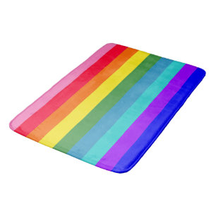 Bold Rainbow Stripes bath mat