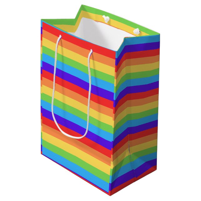 Bold Rainbow Stripes Medium Gift Bag (Front Angled)