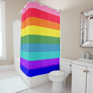 Bold Rainbow Stripes Shower Curtain