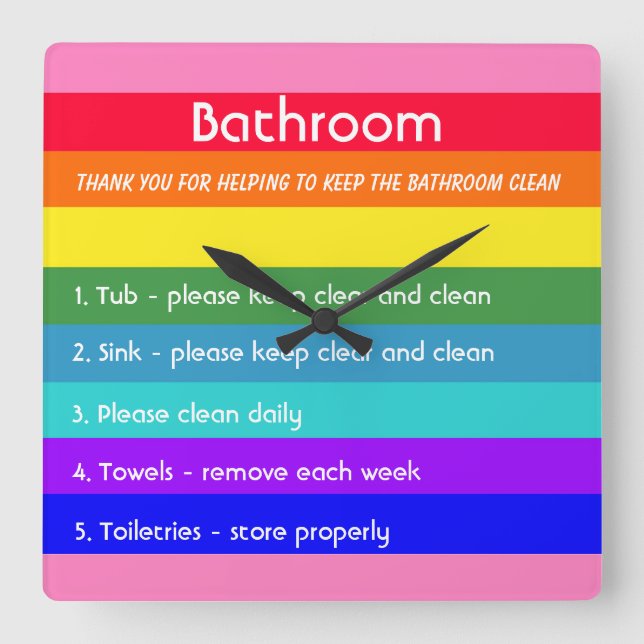 Bold Rainbow Stripes Square Wall Clock (Front)
