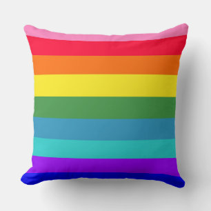 Bold Rainbow Stripes throw pillow