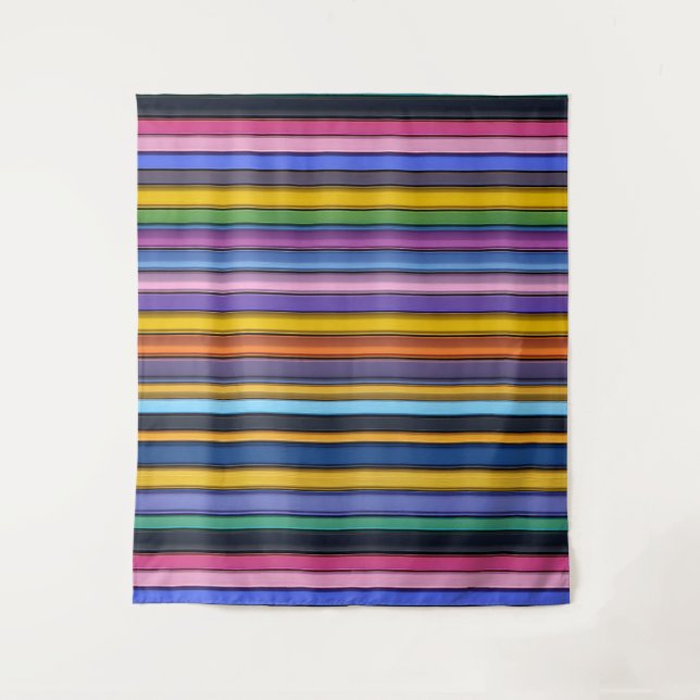 Bold Rainbow Vertical Stripes Tapestry (Front)