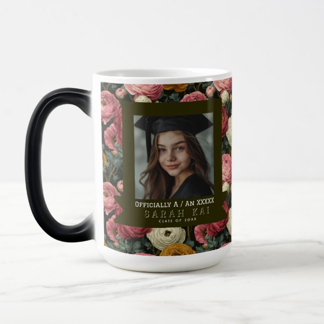 Bold Ranunculus Flower High School Grad Magic Mug (Left)