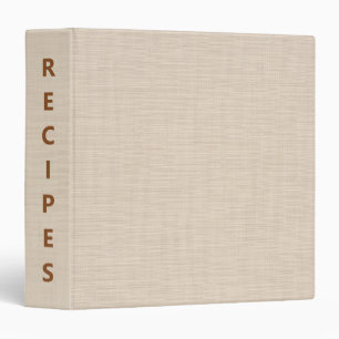 Bold Recipes Beige Linen Fabric Minimalist Binder