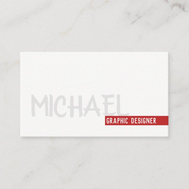 Bold Red Accent Grey Black Simple Text Business Card (Front)