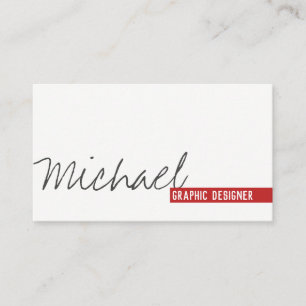 Bold Red Accent Handwritten Text Business Card