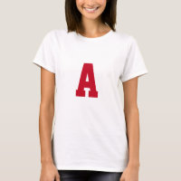 Bold Red Alphabet Letter Womens T-Shirt