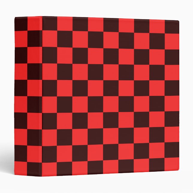 Bold Red and Black Checkered Pattern Design Binder (Front/Spine)